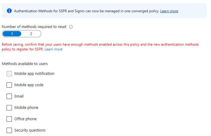User authentication setup interface with options for mobile app, email, and phone methods.